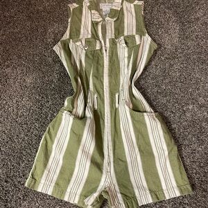 💚 Vintage Arizona Jean Company Green and White Striped gogo romper!